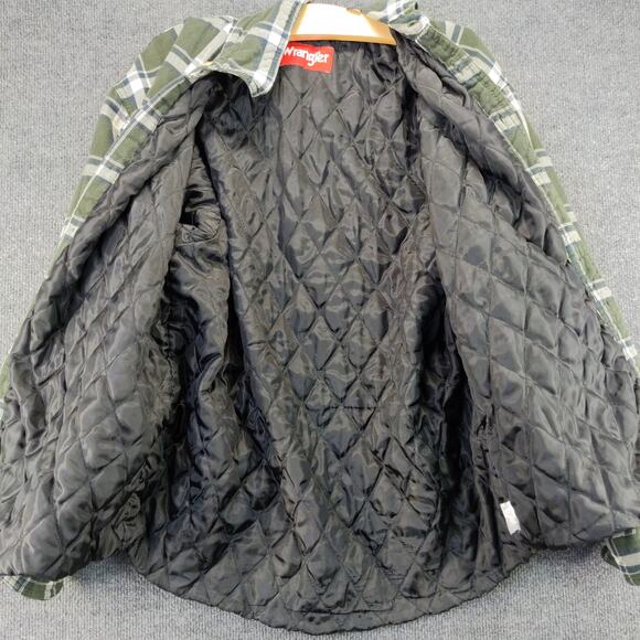 Vintage Wrangler Mens Quilted Liner Green Plaid Shacket Shirt Jacket Coat Size L - Picture 10 of 11